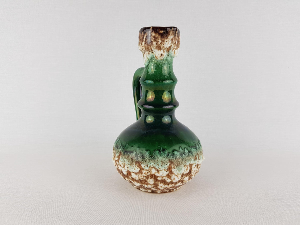 Vintage JOPEKO KERAMIK Green Fat Lava Jug Vase with "Prag" Decor 7201-21 West German Pottery 1970s