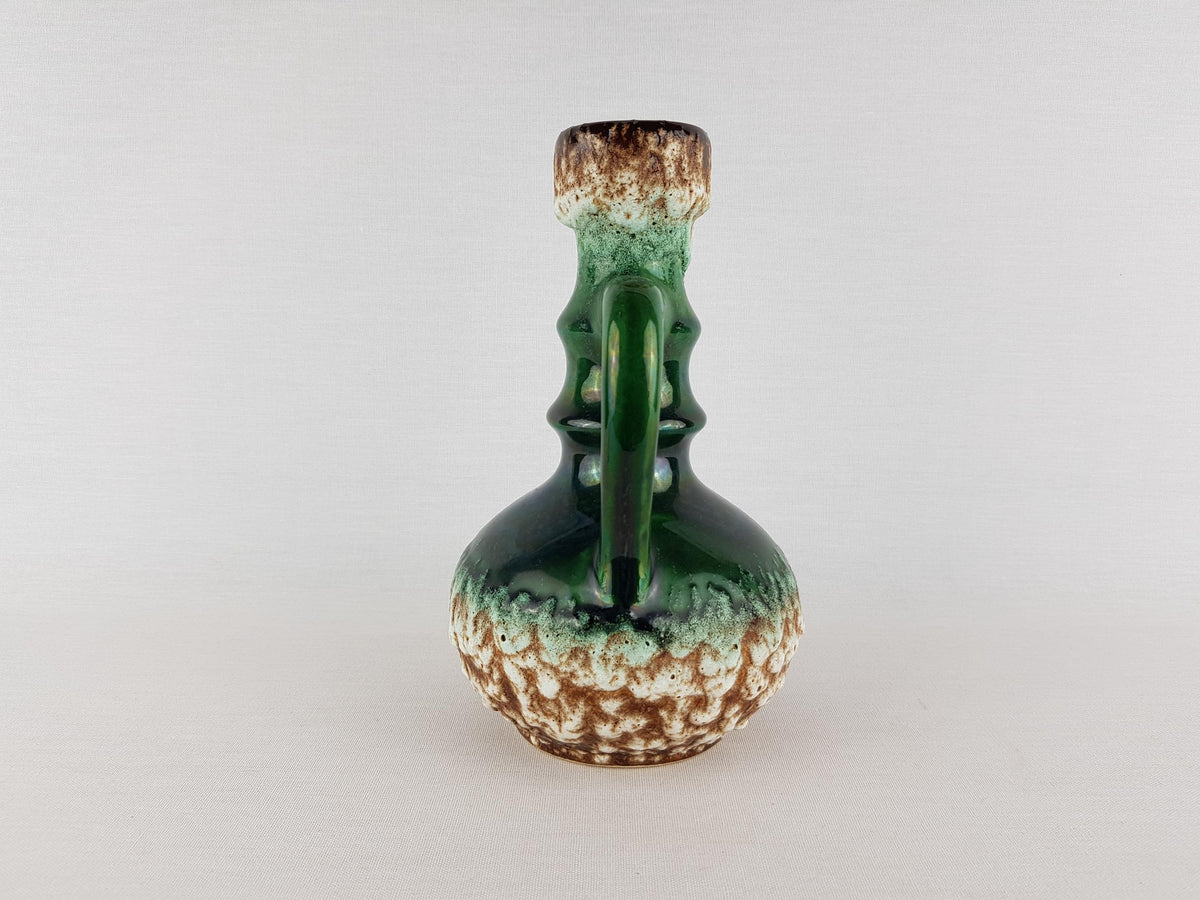 Vintage JOPEKO KERAMIK Green Fat Lava Jug Vase with "Prag" Decor 7201-21 West German Pottery 1970s