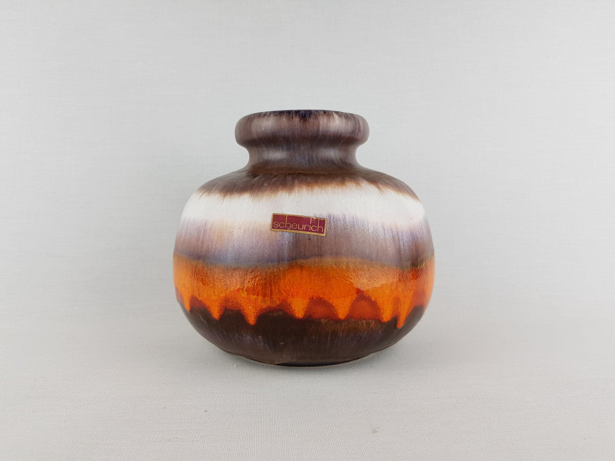 Vintage SCHEURICH KERAMIK CERAMOS Brown and Orange Vase 284-15 West German Pottery – 1970s