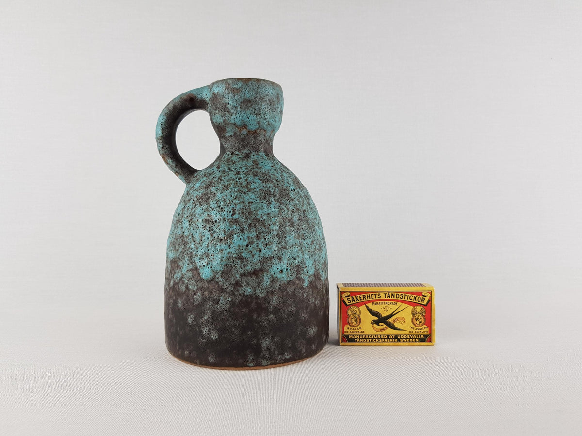 Vintage RUSCHA KERAMIK Turquoise Blue Fat Lava Vase 312 West German Pottery 1960's