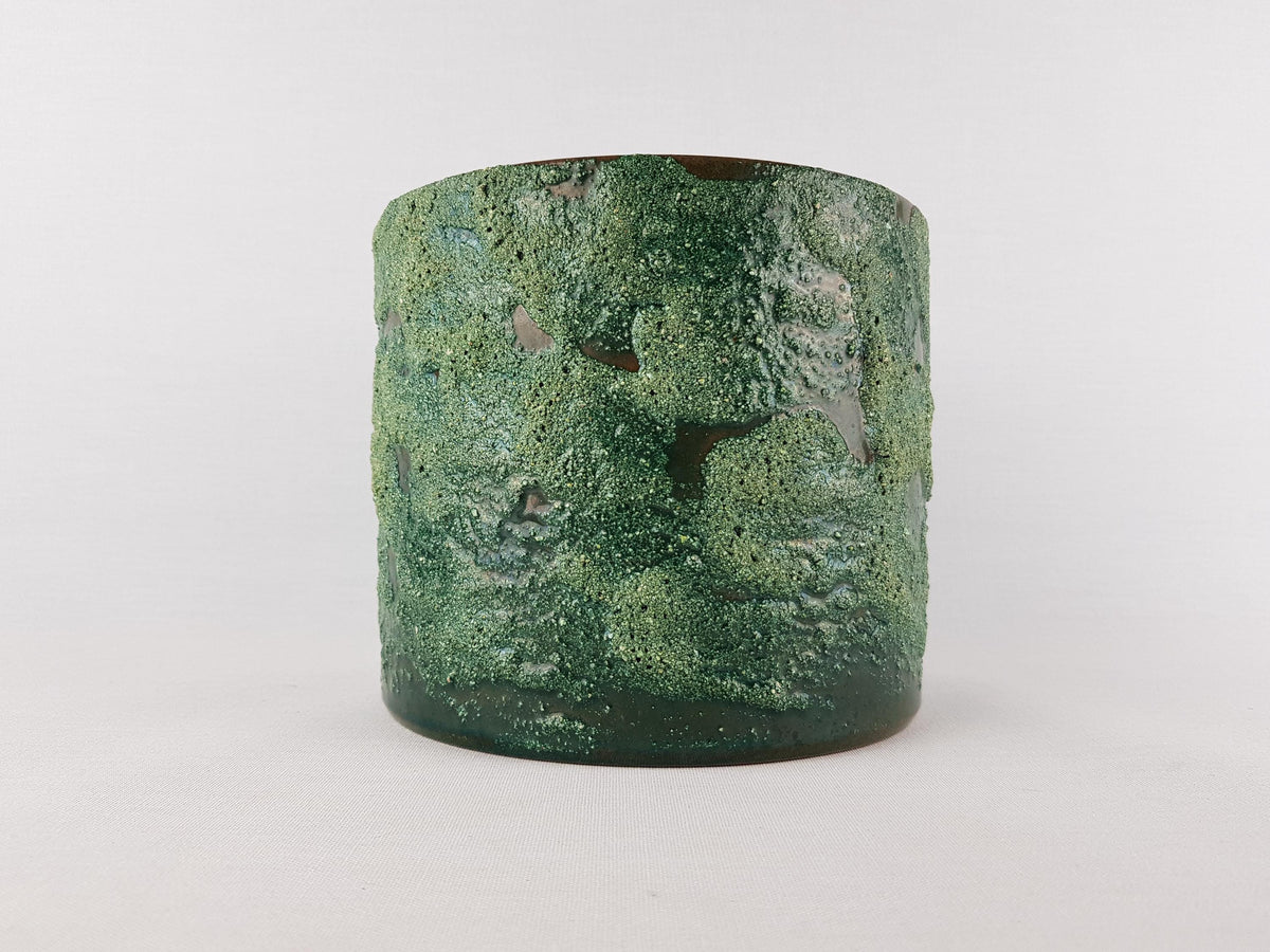 Vintage MAREI KERAMIK Green Flower Pot Planter 11/3 With "Amazonas" Decor West German Pottery 1970-80s