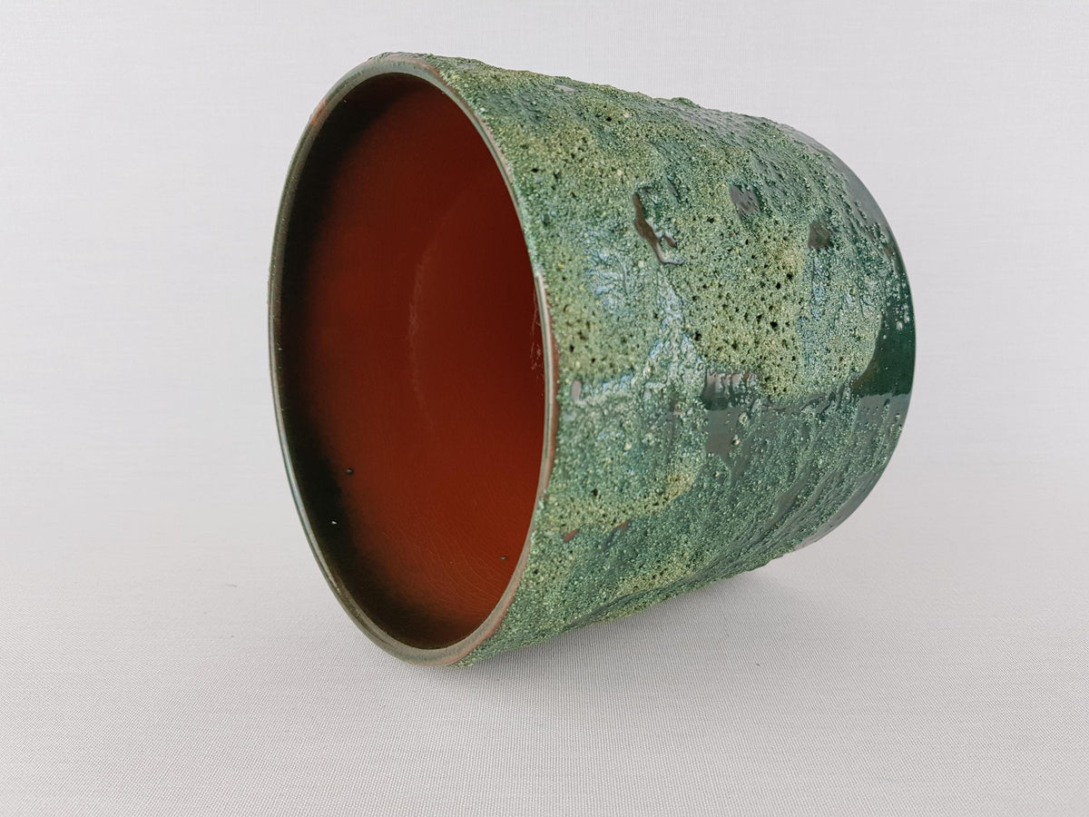 Vintage MAREI KERAMIK Green Flower Pot Planter 11/3 With "Amazonas" Decor West German Pottery 1970-80s