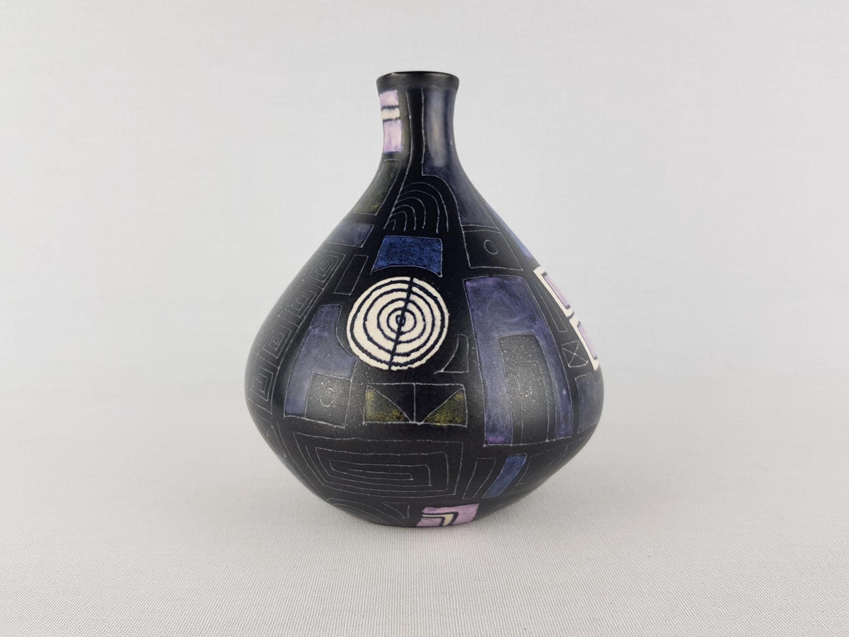 Vintage LU KLOPFER - Johann Lipp Mering Studio Art Pottery Vase Abstract Decor West Germany 1950s