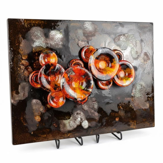 XL Vintage RUSCHA KERAMIK Wall Plate with 3D Mushroom Decor 769 West German Pottery 1970s
