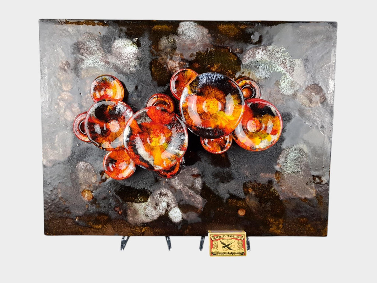 XL Vintage RUSCHA KERAMIK Wall Plate with 3D Mushroom Decor 769 West German Pottery 1970s
