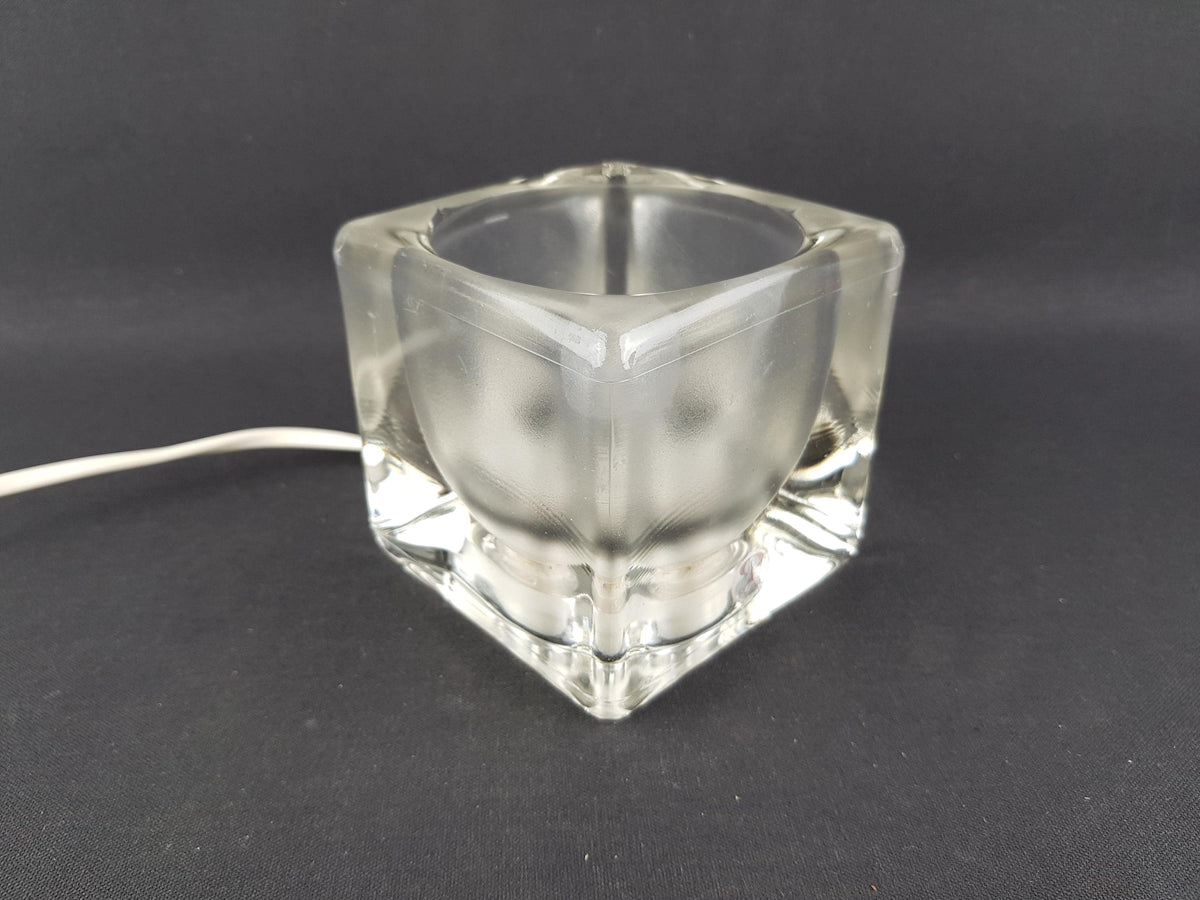 Vintage PEILL & PUTZLER Ice Cube Glass Table Lamp Crystal Clear Frosted Glass Germany 1970s