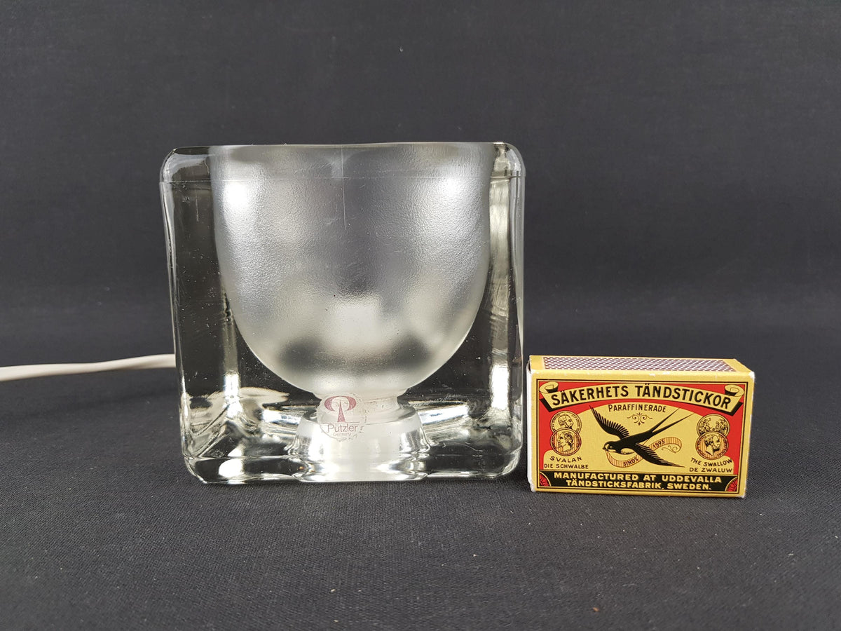 Vintage PEILL & PUTZLER Ice Cube Glass Table Lamp Crystal Clear Frosted Glass Germany 1970s