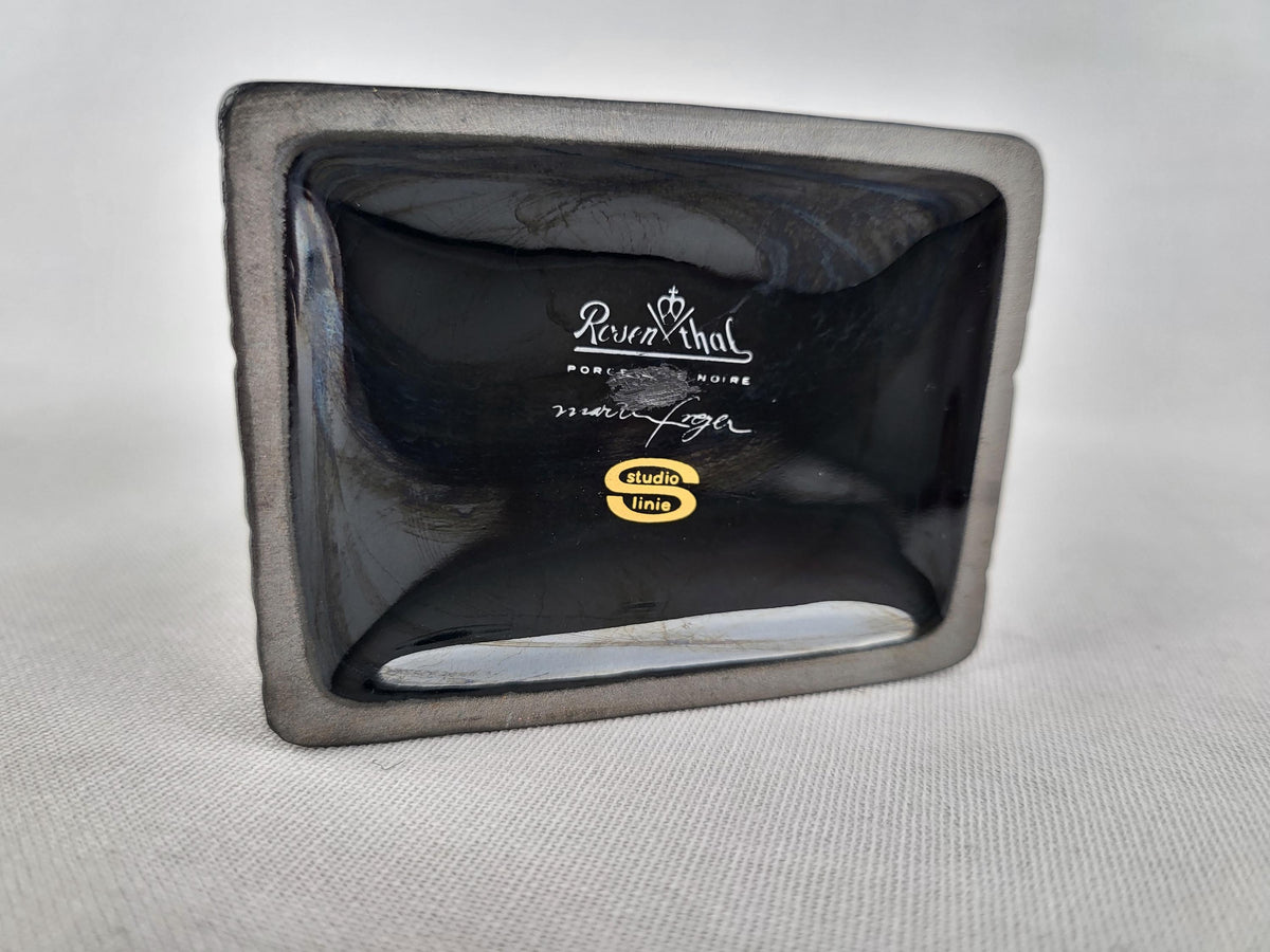 Black Vintage ROSENTHAL Relief Porcelain China Vase by Martin Freyer Studio Linie Porcelaine Noire 1970s