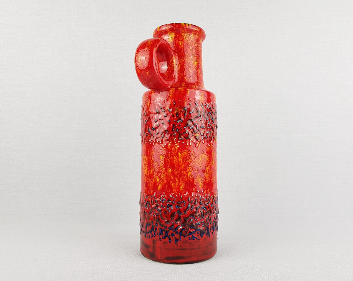 Vintage SCHEURICH KERAMIK Fat Lava Vase 401-28 Orange Red West German Pottery 1970s MCM