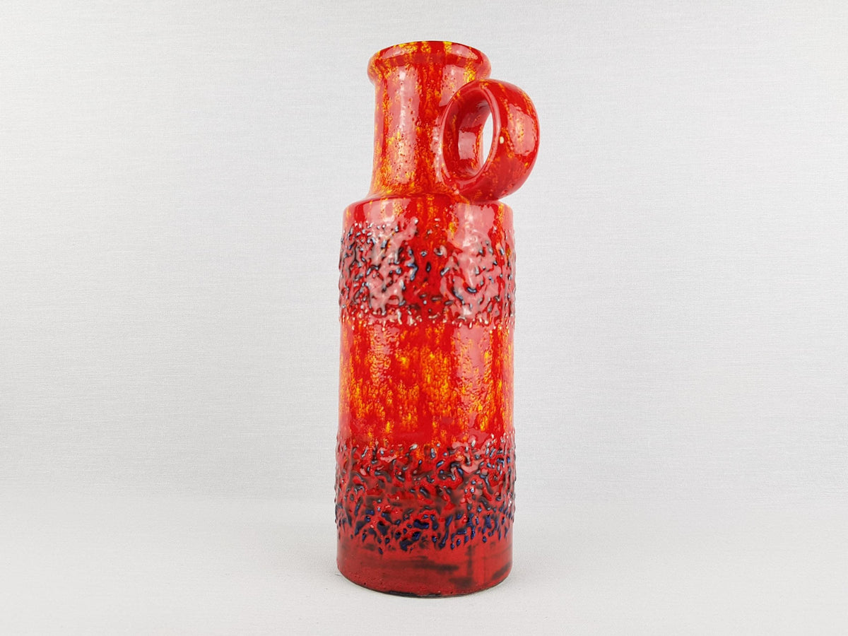 Vintage SCHEURICH KERAMIK Fat Lava Vase 401-28 Orange Red West German Pottery 1970s MCM