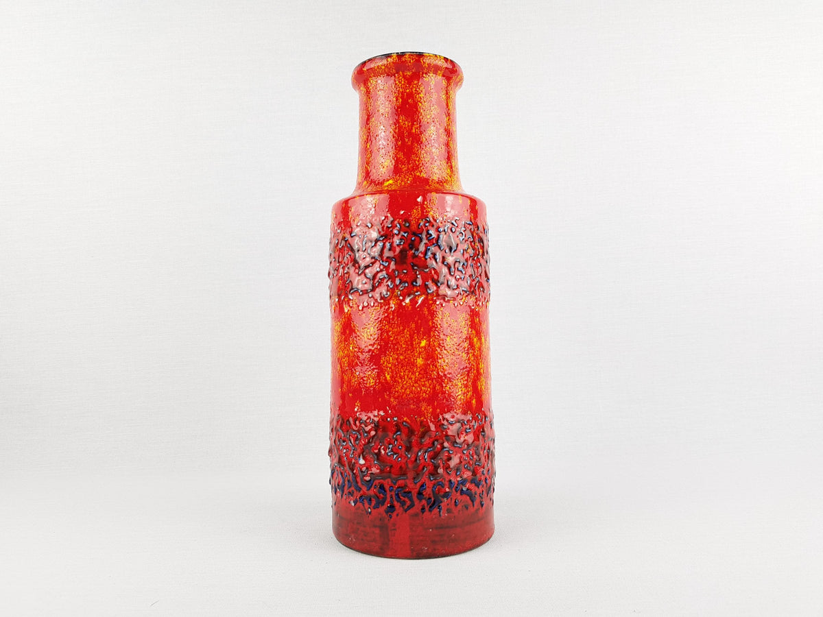 Vintage SCHEURICH KERAMIK Fat Lava Vase 401-28 Orange Red West German Pottery 1970s MCM