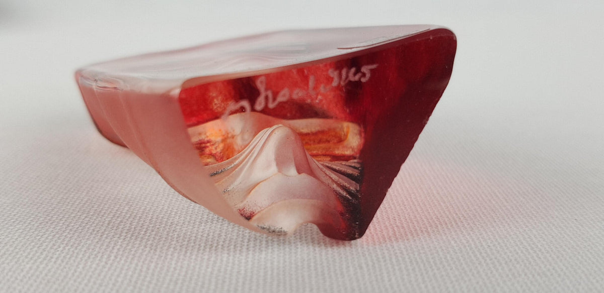Set of 4 Vintage Mats Jonasson Målerås Sweden "Geno" Crystal Face Masks Swedish Art Glass Paperweight Sculptures – Signed & Numbered