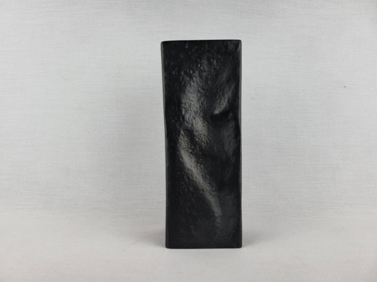 Black Vintage ROSENTHAL Relief Porcelain China Vase by Martin Freyer Studio Linie Porcelaine Noire 1970s