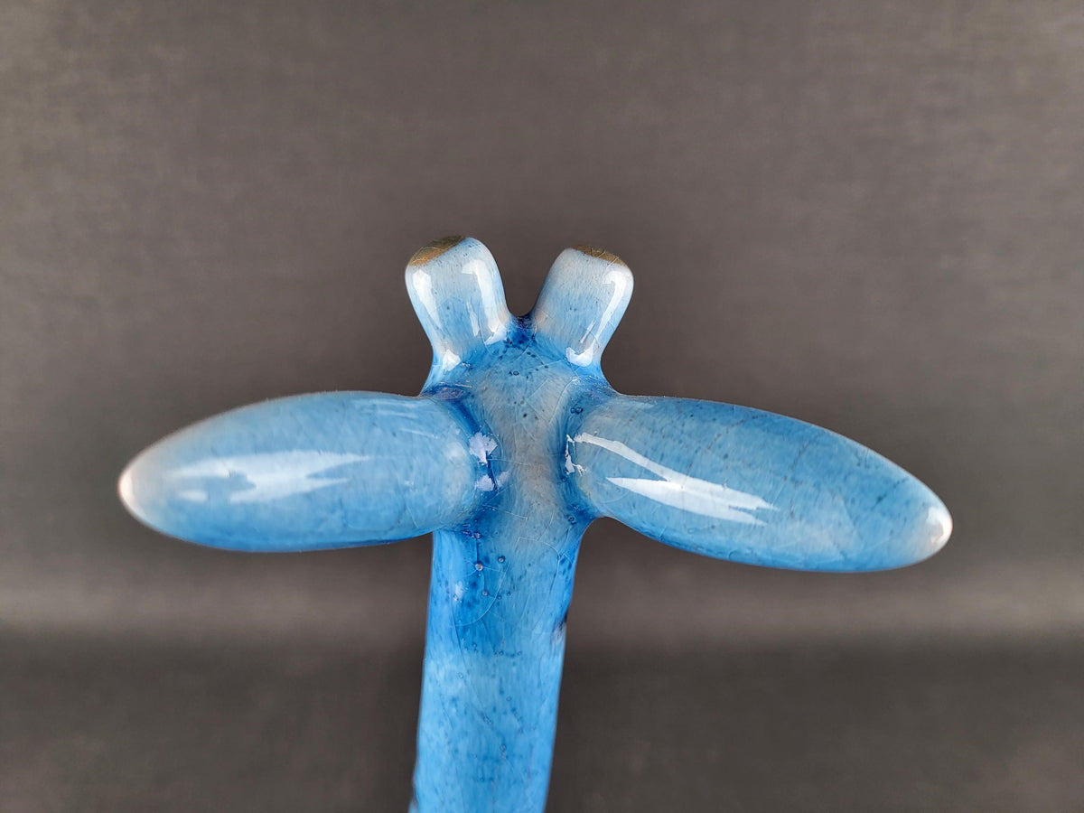 Very Rare! Vintage Walter Bosse Large Ceramic Blue Giraffe – Karlsruhe Majolika, 1955