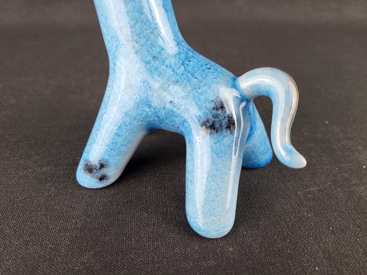 Very Rare! Vintage Walter Bosse Large Ceramic Blue Giraffe – Karlsruhe Majolika, 1955
