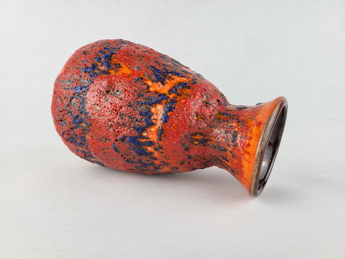 Vintage BAY KERAMIK Orange Blue Fat Lava Decor 66 20 West German Pottery 1972