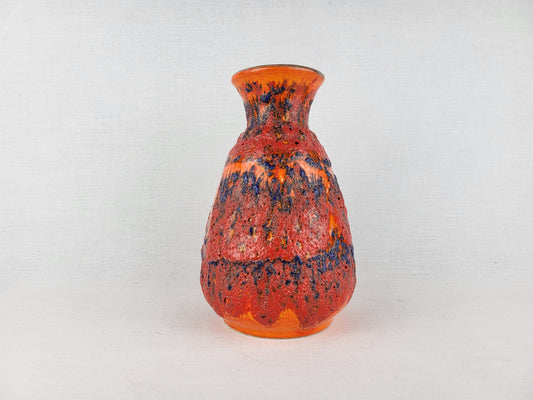 Vintage BAY KERAMIK Orange Blue Fat Lava Decor 66 20 West German Pottery 1972