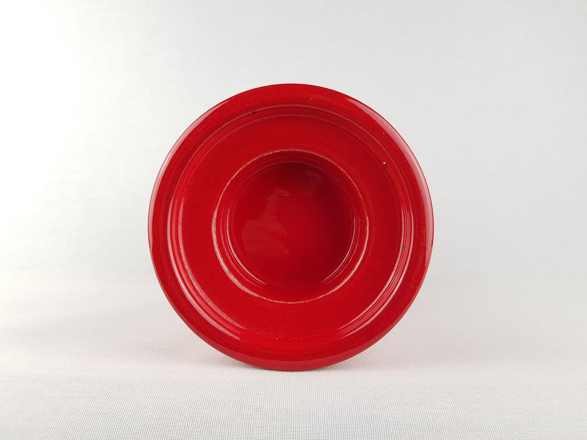 Vintage STEULER KERAMIK Glossy Red Candle Holder West German Pottery 1970s