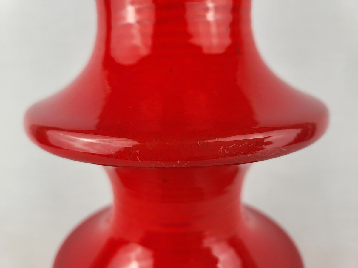 Vintage STEULER KERAMIK Glossy Red Candle Holder West German Pottery 1970s