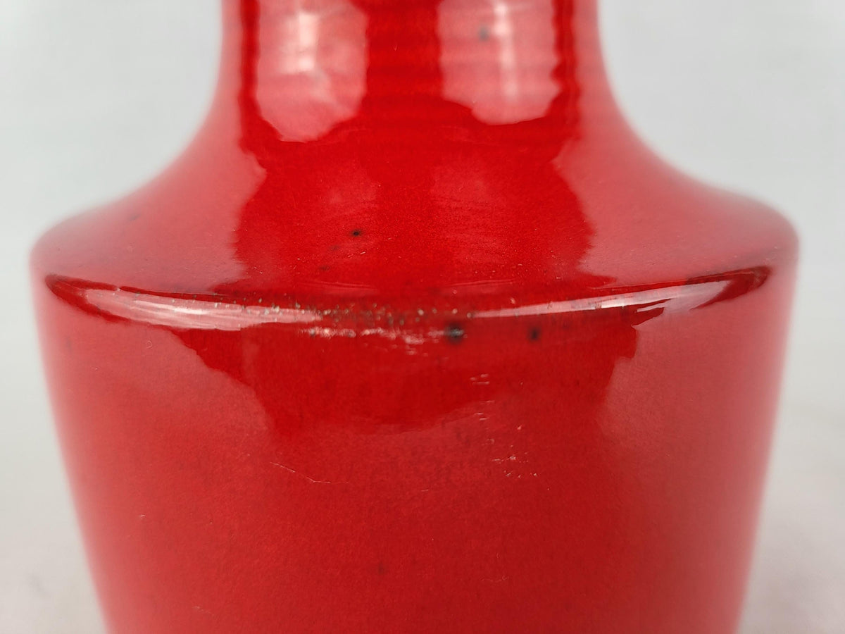 Vintage STEULER KERAMIK Glossy Red Candle Holder West German Pottery 1970s