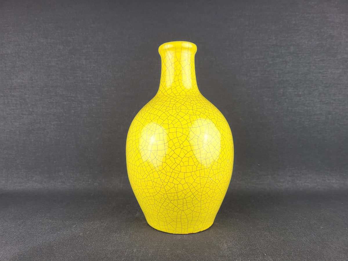 Vintage MAREI KERAMIK Yellow Vase with Craquele Glaze West German Pottery