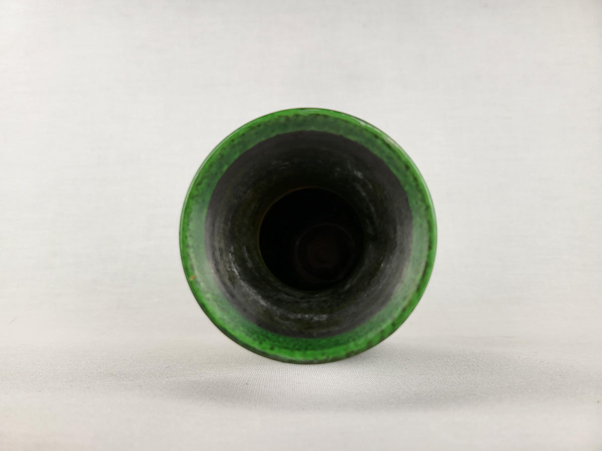 Vintage WILHELM KAGEL Green and Black Vase with Striped Decor West German Studio Pottery, 1970s