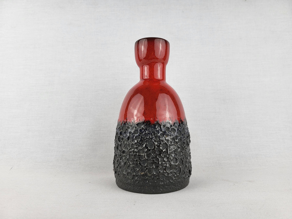 Vintage JOPEKO KERAMIK Red and Black Fat Lava Vase 908 18 West German Pottery 1970s