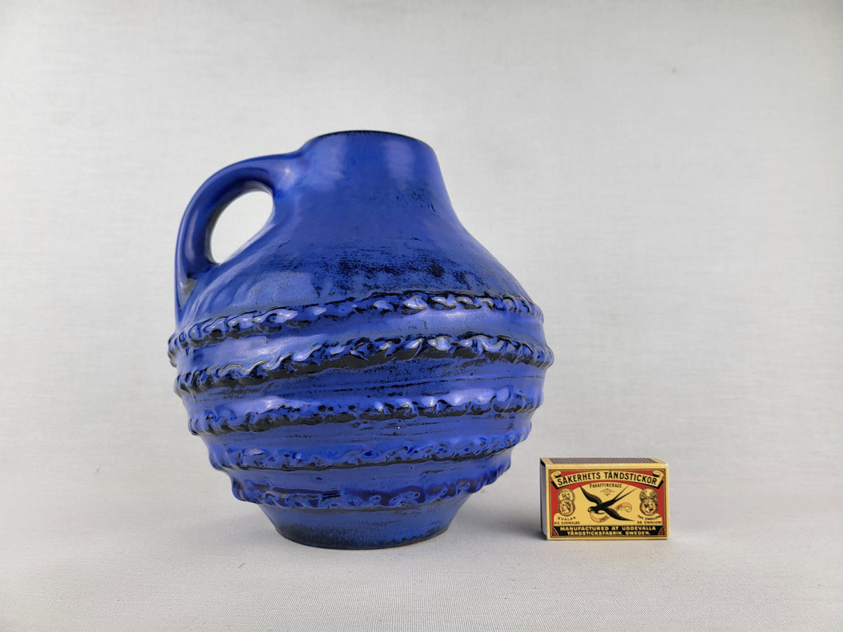 Vintage CARSTENS TÖNNIESHOF Handled Blue Vase 3002 20 West German Pottery