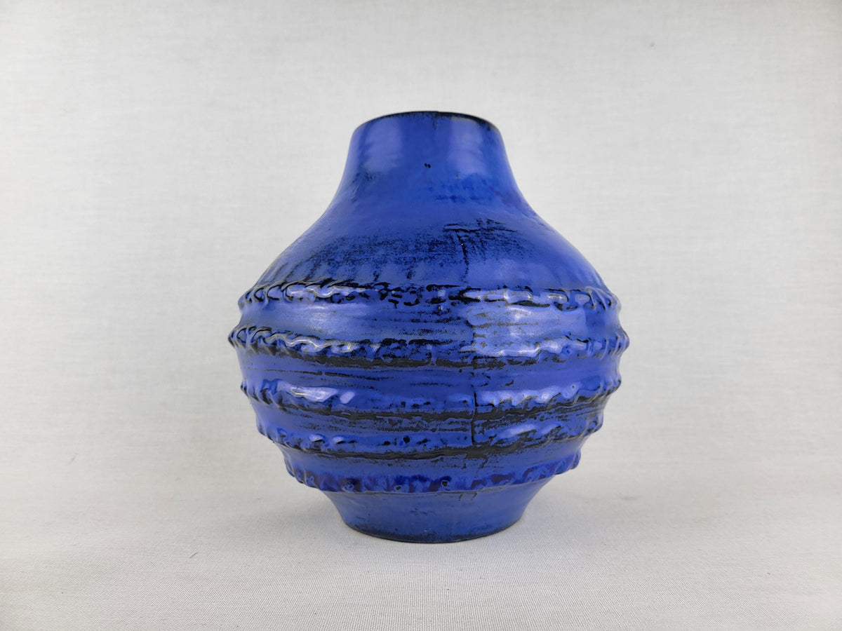 Vintage CARSTENS TÖNNIESHOF Handled Blue Vase 3002 20 West German Pottery