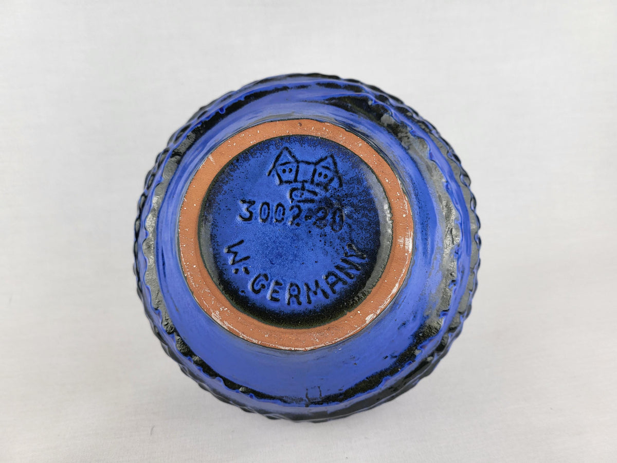 Vintage CARSTENS TÖNNIESHOF Handled Blue Vase 3002 20 West German Pottery