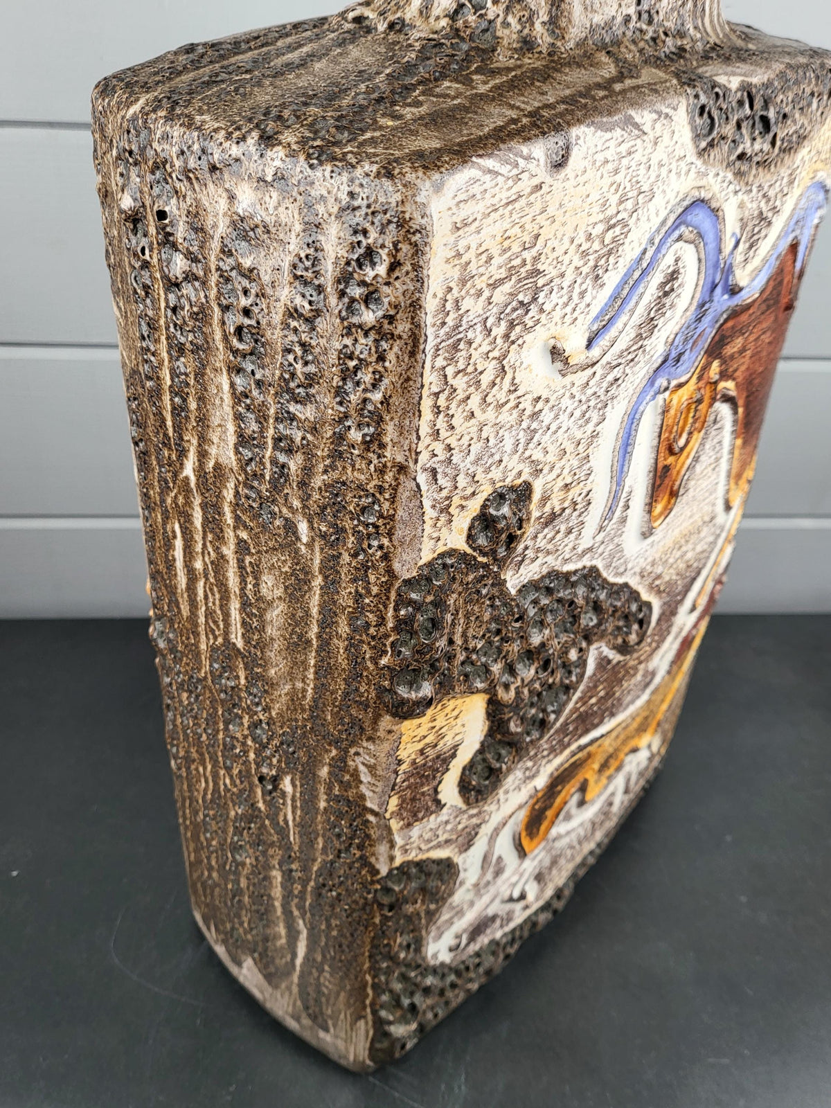 XXL SCHEURICH KERAMIK Rectangular Fat Lava Floor Vase 281-54 with Montignac decor 1972