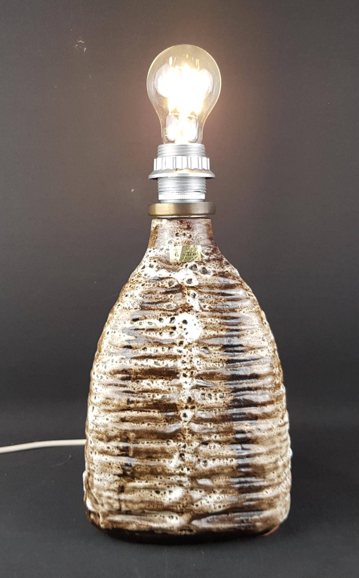 Vintage CARSTENS KERAMIK Table Lamp With Rib Decor by Rudolf Christman West German Pottery 1967