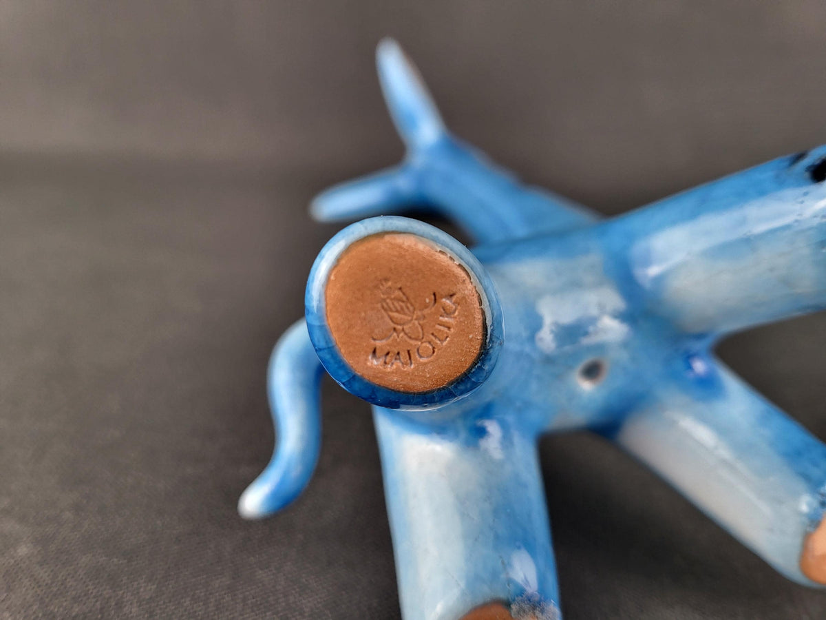 Very Rare! Vintage Walter Bosse Large Ceramic Blue Giraffe – Karlsruhe Majolika, 1955