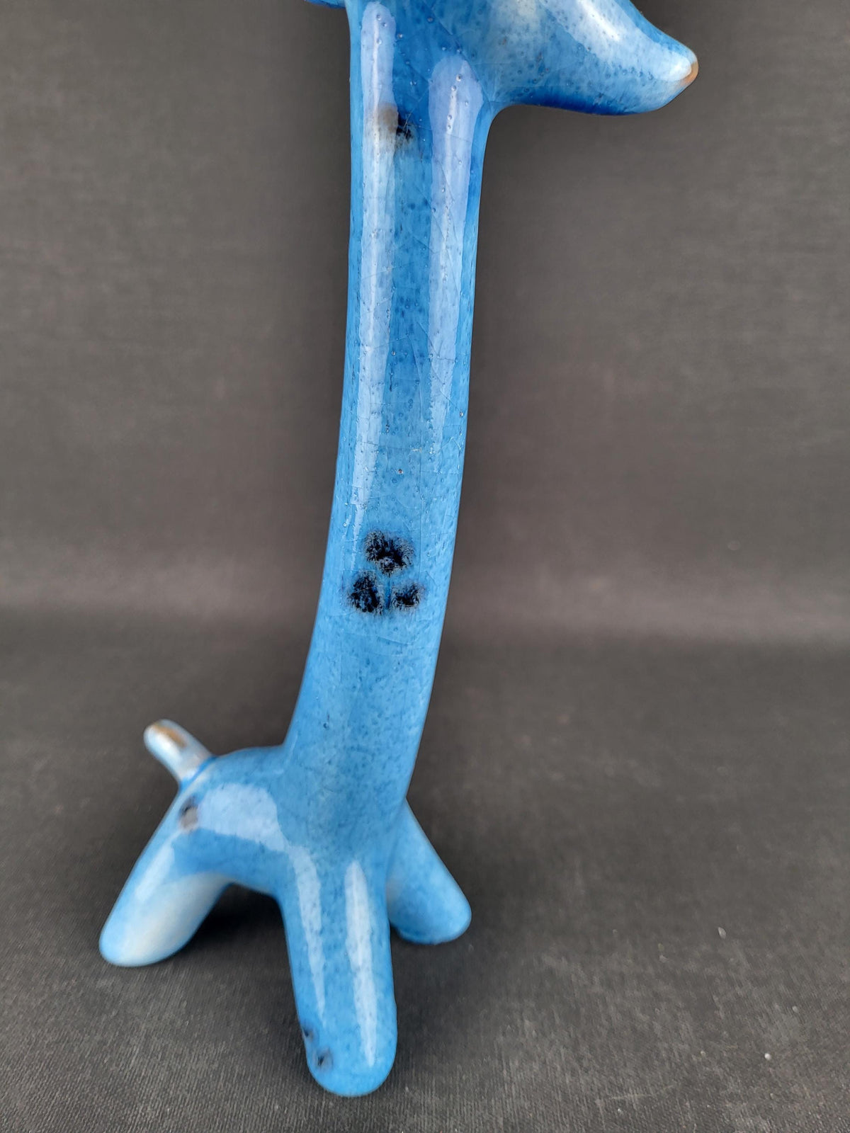 Very Rare! Vintage Walter Bosse Large Ceramic Blue Giraffe – Karlsruhe Majolika, 1955