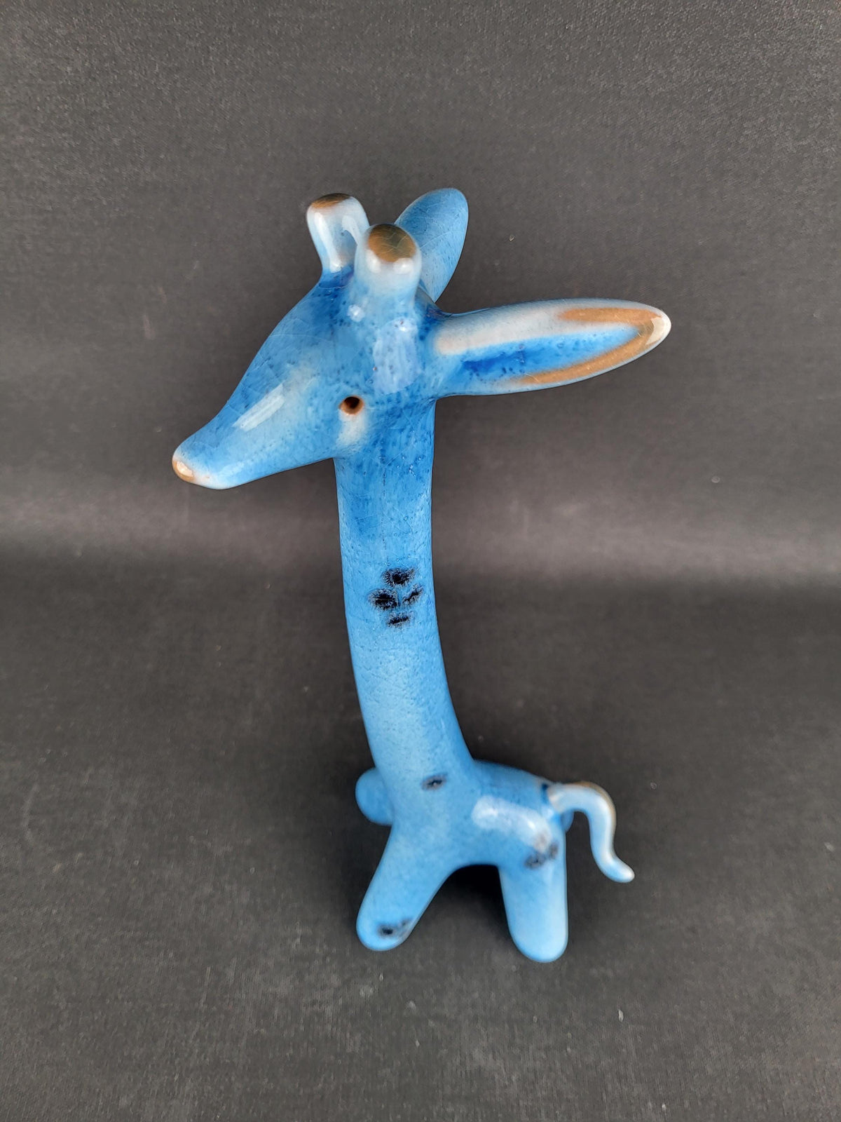 Very Rare! Vintage Walter Bosse Large Ceramic Blue Giraffe – Karlsruhe Majolika, 1955