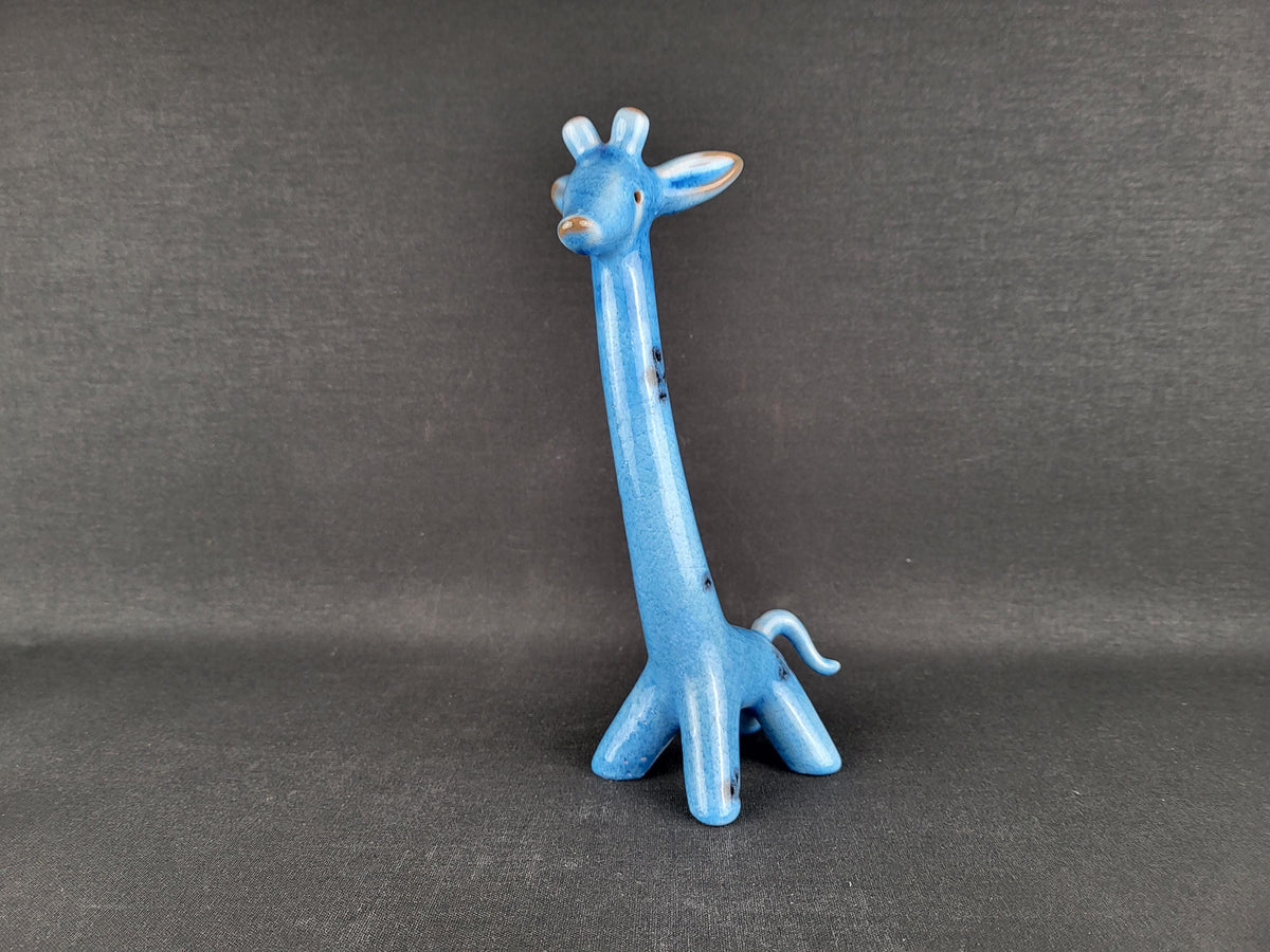 Very Rare! Vintage Walter Bosse Large Ceramic Blue Giraffe – Karlsruhe Majolika, 1955