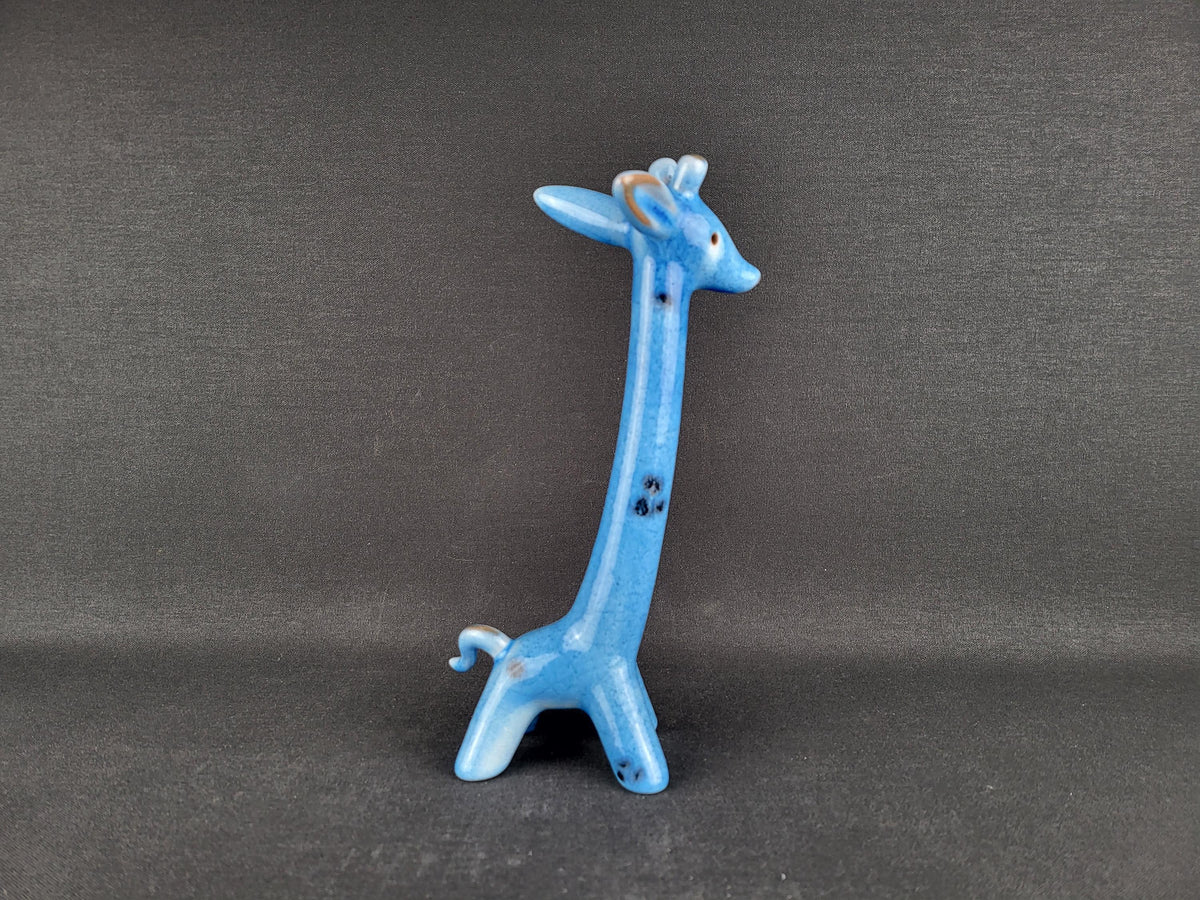 Very Rare! Vintage Walter Bosse Large Ceramic Blue Giraffe – Karlsruhe Majolika, 1955