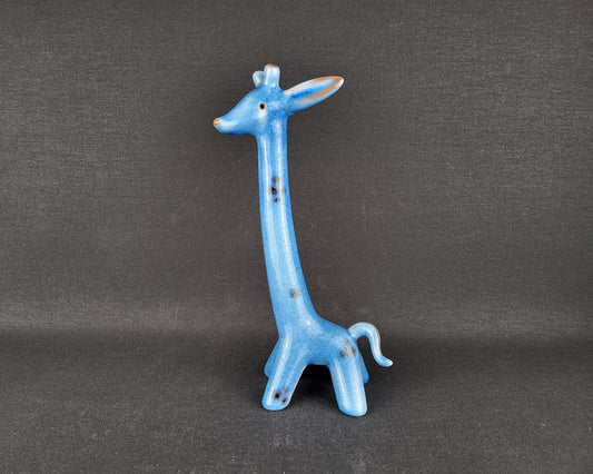 Very Rare! Vintage Walter Bosse Large Ceramic Blue Giraffe – Karlsruhe Majolika, 1955