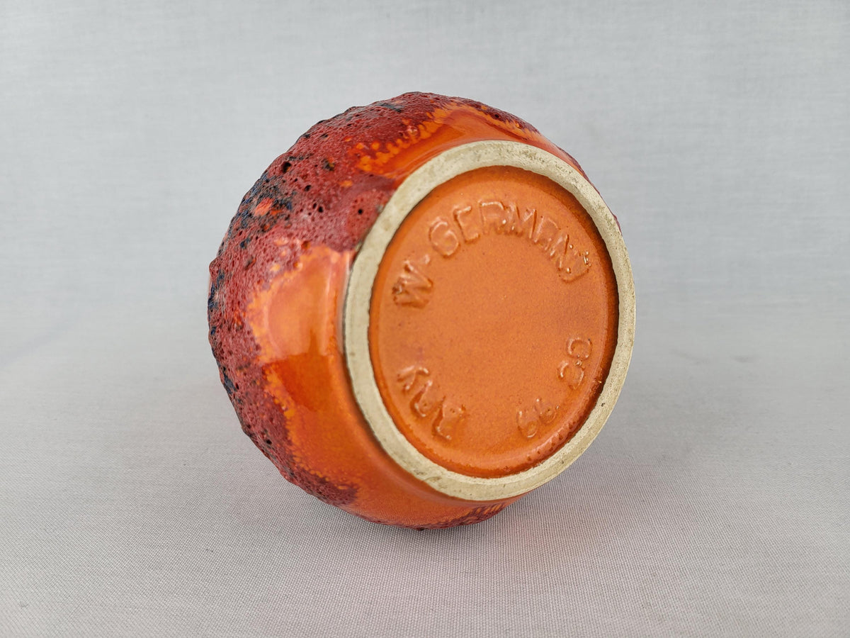 Vintage BAY KERAMIK Orange Blue Fat Lava Decor 66 20 West German Pottery 1972