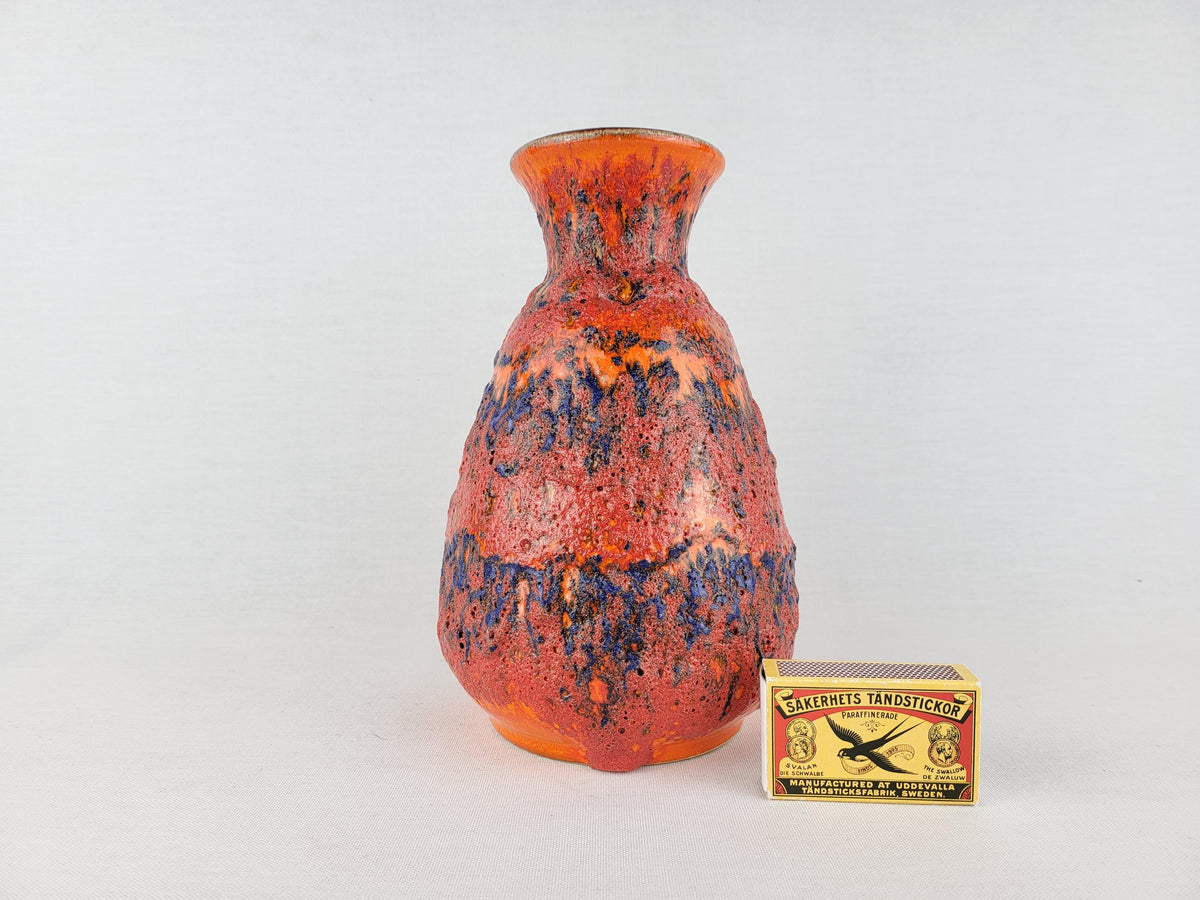 Vintage BAY KERAMIK Orange Blue Fat Lava Decor 66 20 West German Pottery 1972