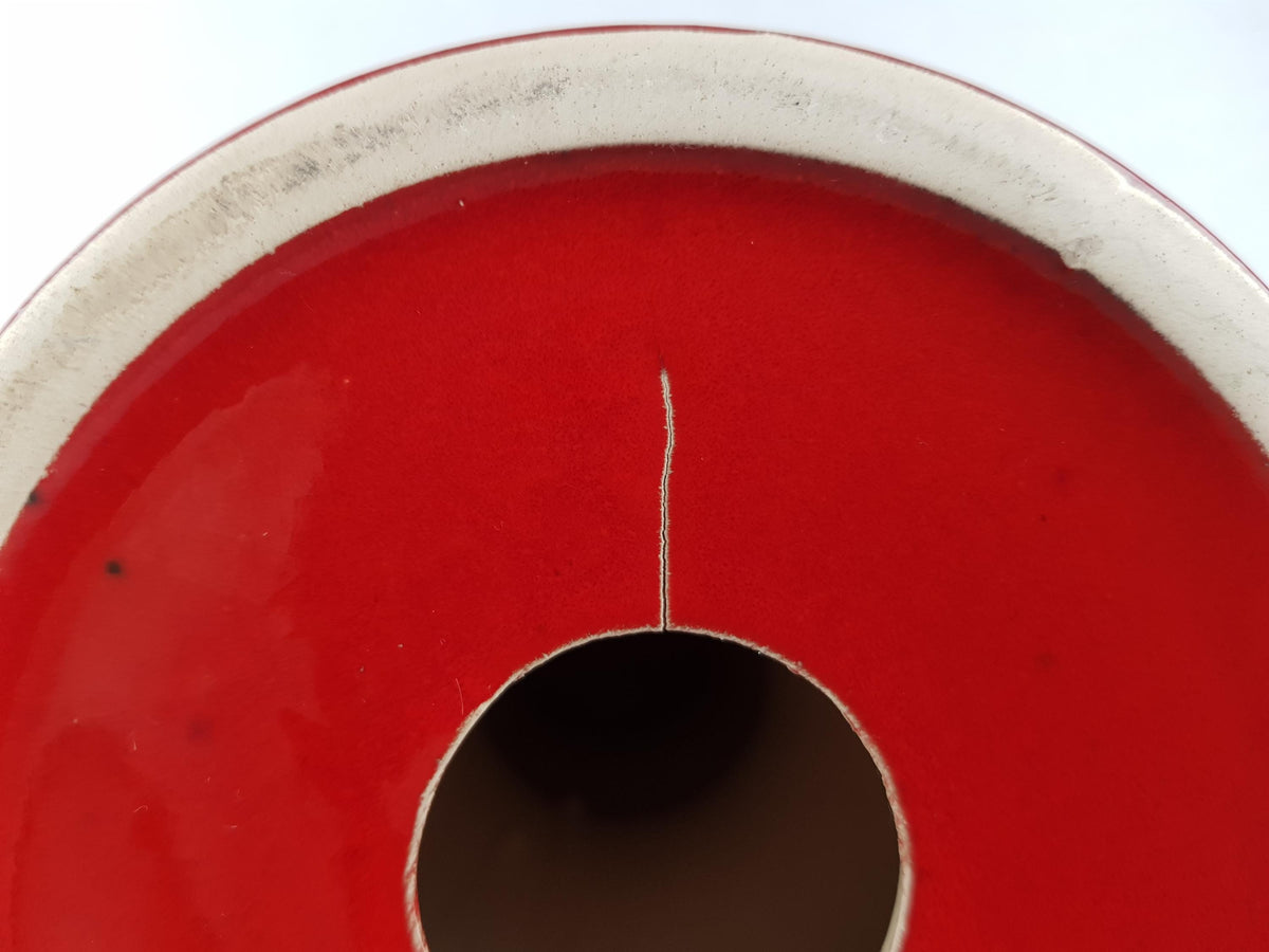 Vintage STEULER KERAMIK Glossy Red Candle Holder West German Pottery 1970s