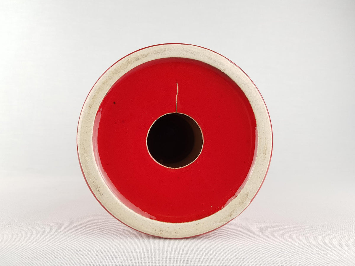 Vintage STEULER KERAMIK Glossy Red Candle Holder West German Pottery 1970s
