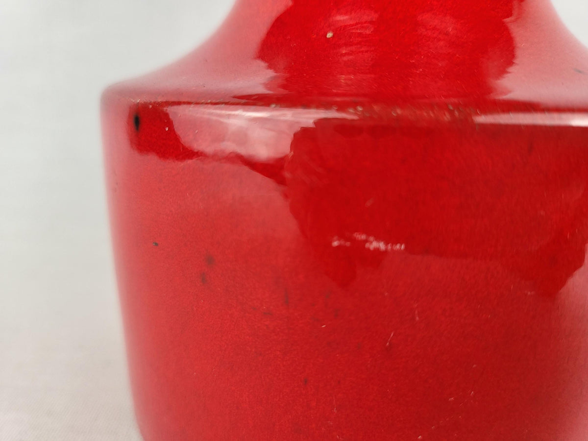 Vintage STEULER KERAMIK Glossy Red Candle Holder West German Pottery 1970s