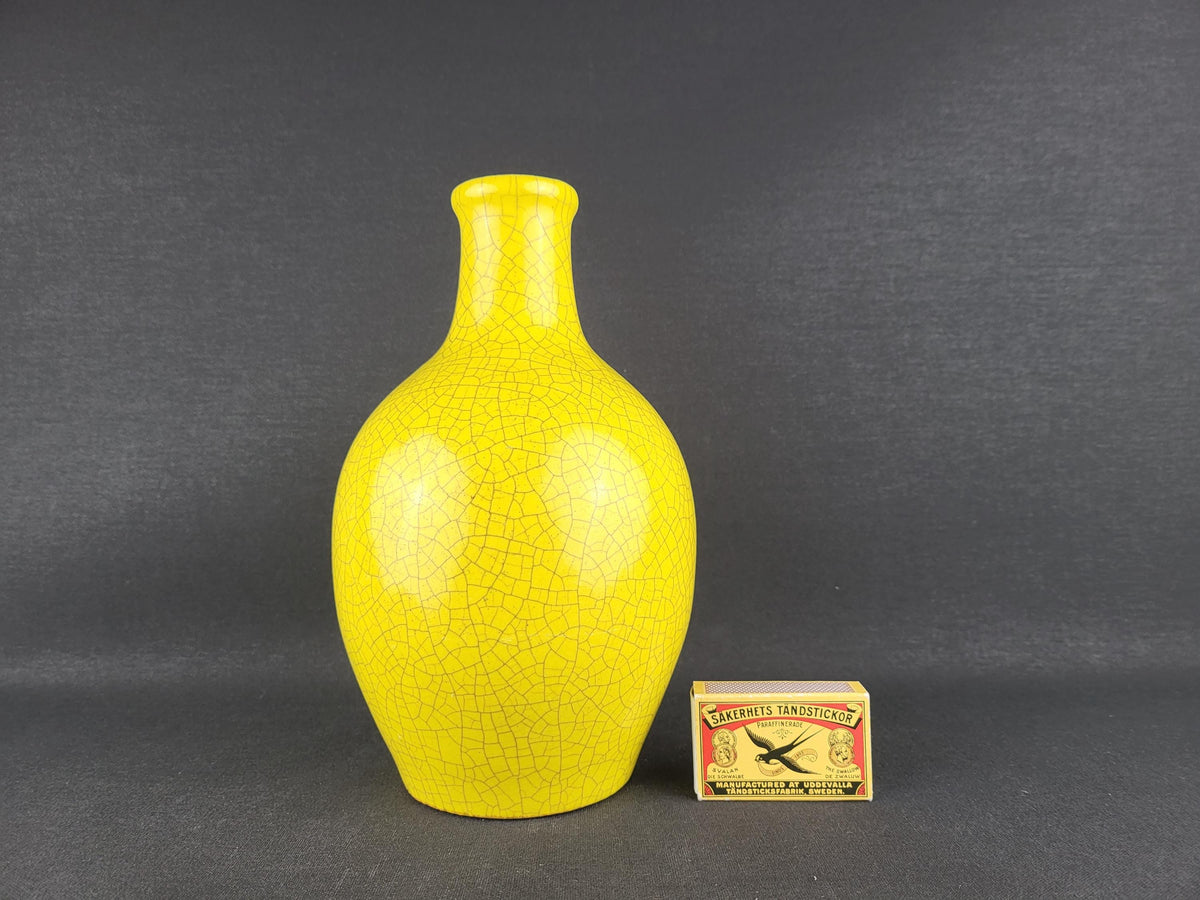 Vintage MAREI KERAMIK Yellow Vase with Craquele Glaze West German Pottery