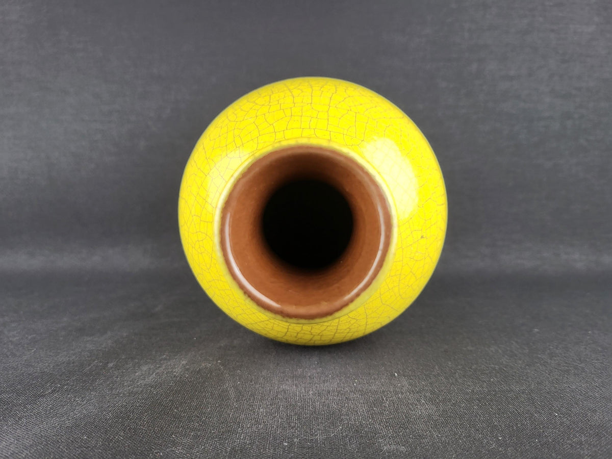 Vintage MAREI KERAMIK Yellow Vase with Craquele Glaze West German Pottery