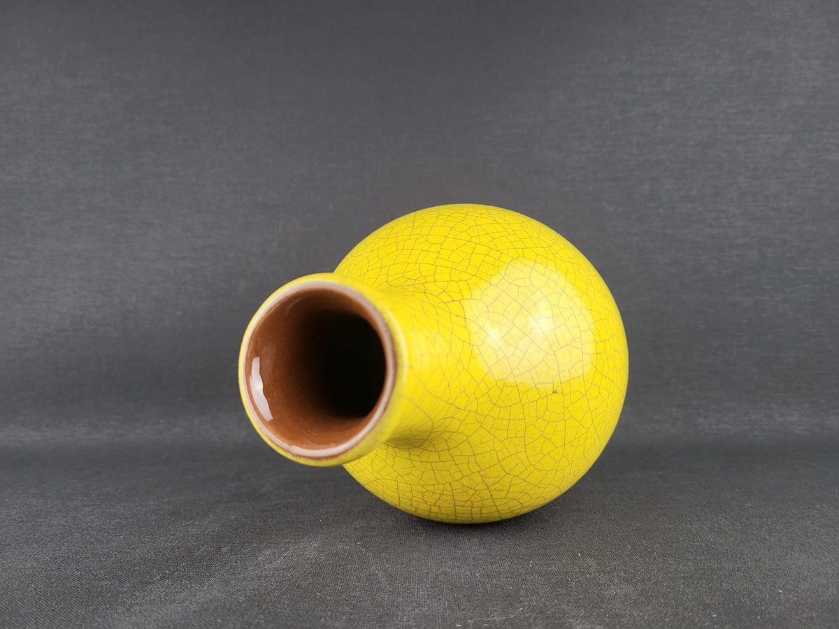 Vintage MAREI KERAMIK Yellow Vase with Craquele Glaze West German Pottery