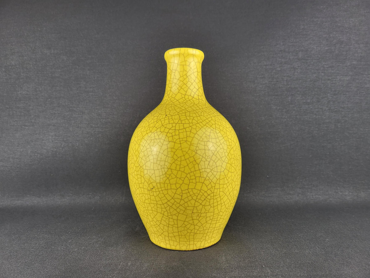 Vintage MAREI KERAMIK Yellow Vase with Craquele Glaze West German Pottery