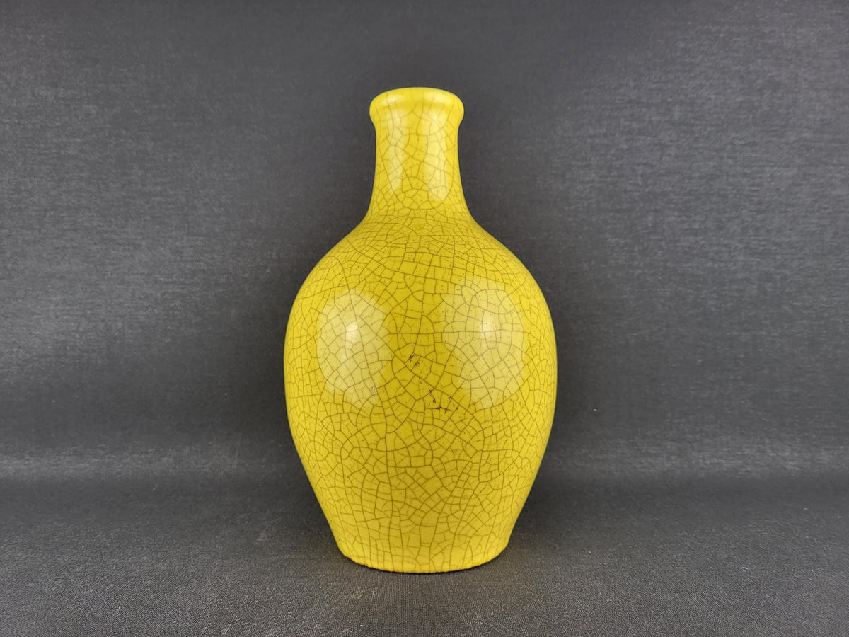 Vintage MAREI KERAMIK Yellow Vase with Craquele Glaze West German Pottery