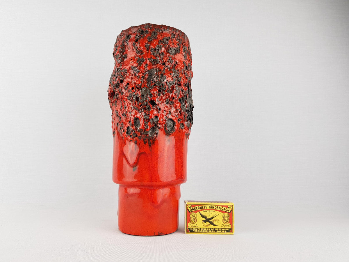 Vintage OTTO KERAMIK Red Fat Lava Vase West German Pottery 1970s