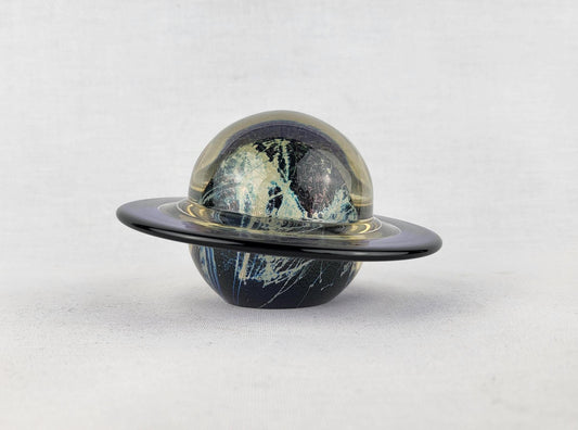 Vintage STEVEN CORREIA Saturn Art Glass Sculpture WCL 1515 Signed 1997 American Studio Glass